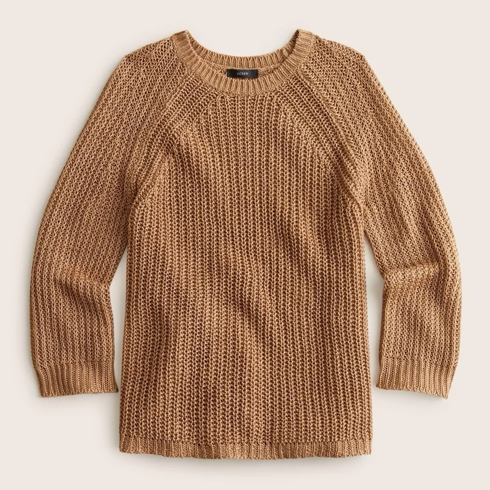 J. Crew Relaxed-Fit Tan Linen Beach Sweater